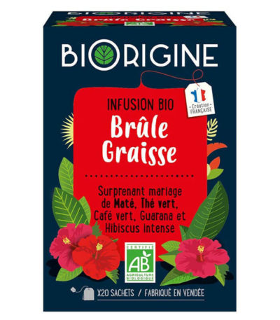 BiOrigine – Infusion Brule graisse – Mate the vert – Ingredients dorigine naturelle – Fabrique en France – 20 sachets 1