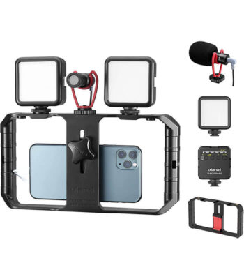 Smartphone Video Rig avec 2 Lumieres Video Microphone Support Video avec 2 Eclairage Video Microphone vendu au benin