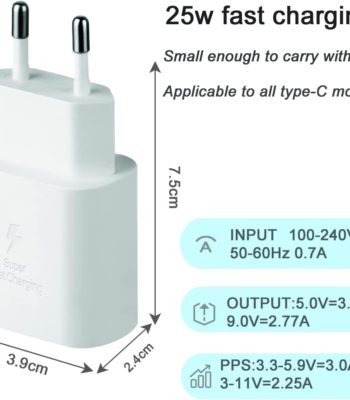 Chargeur Rapide USB C 25 W Compatible avec Samsung lynia benin