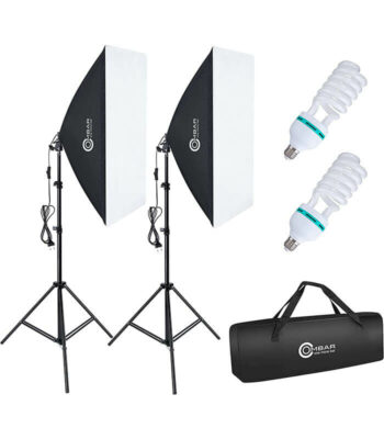 OMBAR Softbox Kit Éclairage avec 2 Softbox 50x70cm et 2 Ampoules 135W E27 5500K Kit d'éclairage Photographie avec Un Sac de Transport Vendu au benin (1)