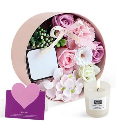 Savon Fleur Boîte Ronde avec Bougie Parfumées en Pot + Cartes Idee Cadeau VENDU AU Bénin (1)