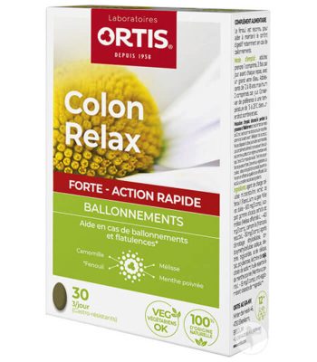 ortis colon relax forte action rapide ballonnements occasionnels 30 comprimes v2 vendu au bénin (1)